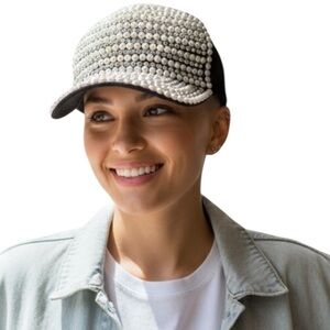 Somethings Special Pearl Embellished Black Cap